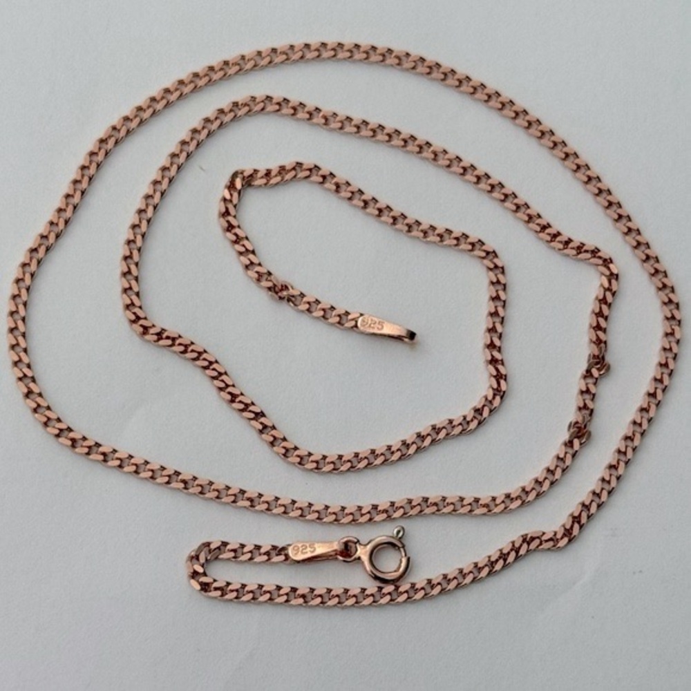 925 Silver necklace 2mm 19.75” cuban chain 14k rose gold plated unisex